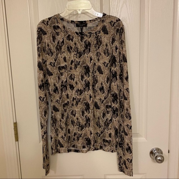 RAG & BONE Sabeen Print Long Sleeve T-Shirt in Beige multi Size M - Picture 8 of 13